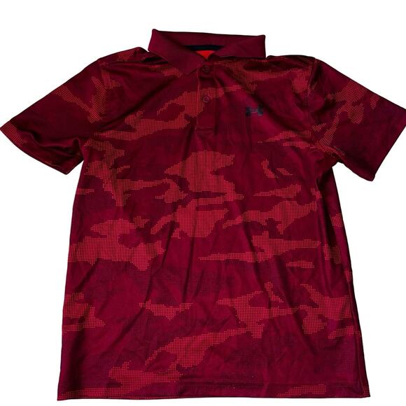 Under Armour Boy's LG Red Camouflage Print Polo Shirt - Picture 1 of 5
